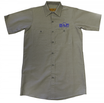 Light Gray Red Kap Short Sleeve Work Shirt with Blue DAP Logo